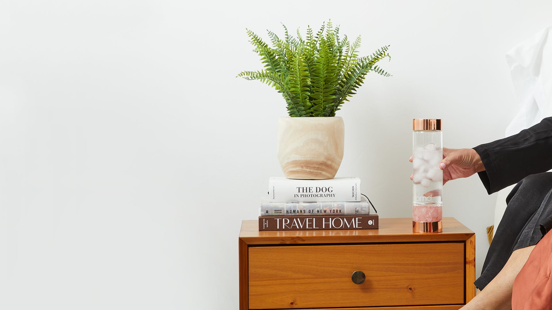 PMD Aqua on night stand