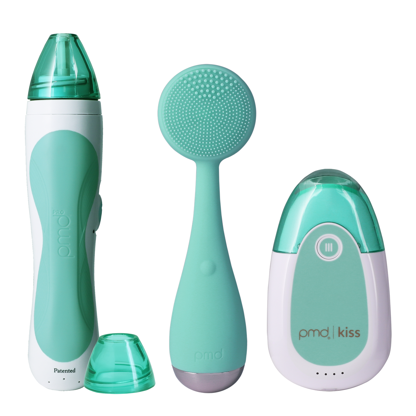 beauty_kit_teal_new?Personal Microderm Pro in Teal, PMD Kiss in Teal, and PMD Clean in Teal