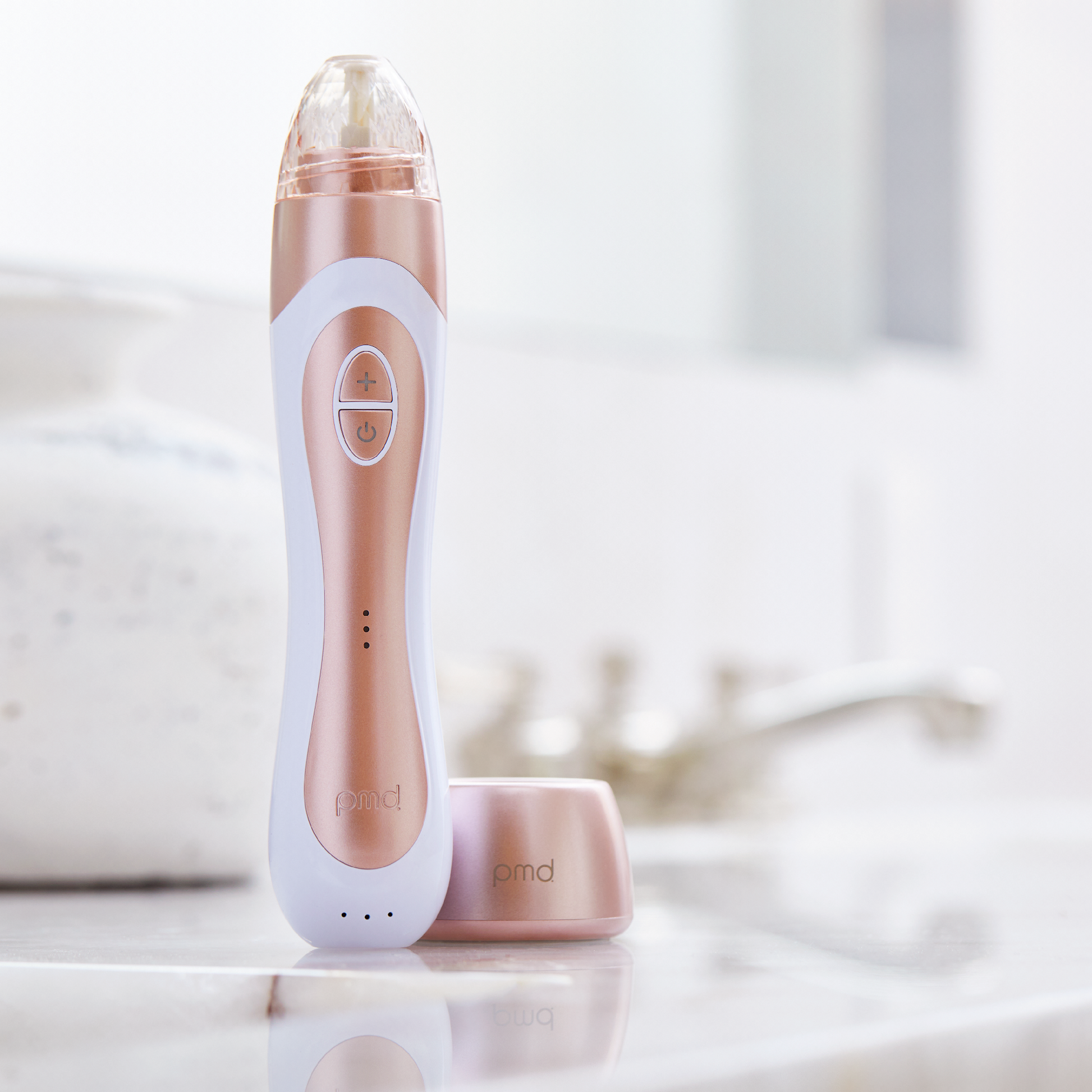 1005-RGold?Personal Microderm Elite Pro in Rose Gold Standing on Counter