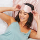 449270?Woman laying on silversilk pillow in rose