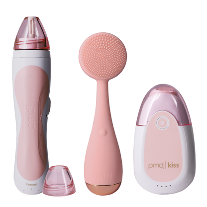beauty_kit_blush_new?Personal Microderm Pro in Blush, PMD Kiss in Blush, and PMD Clean in Blush