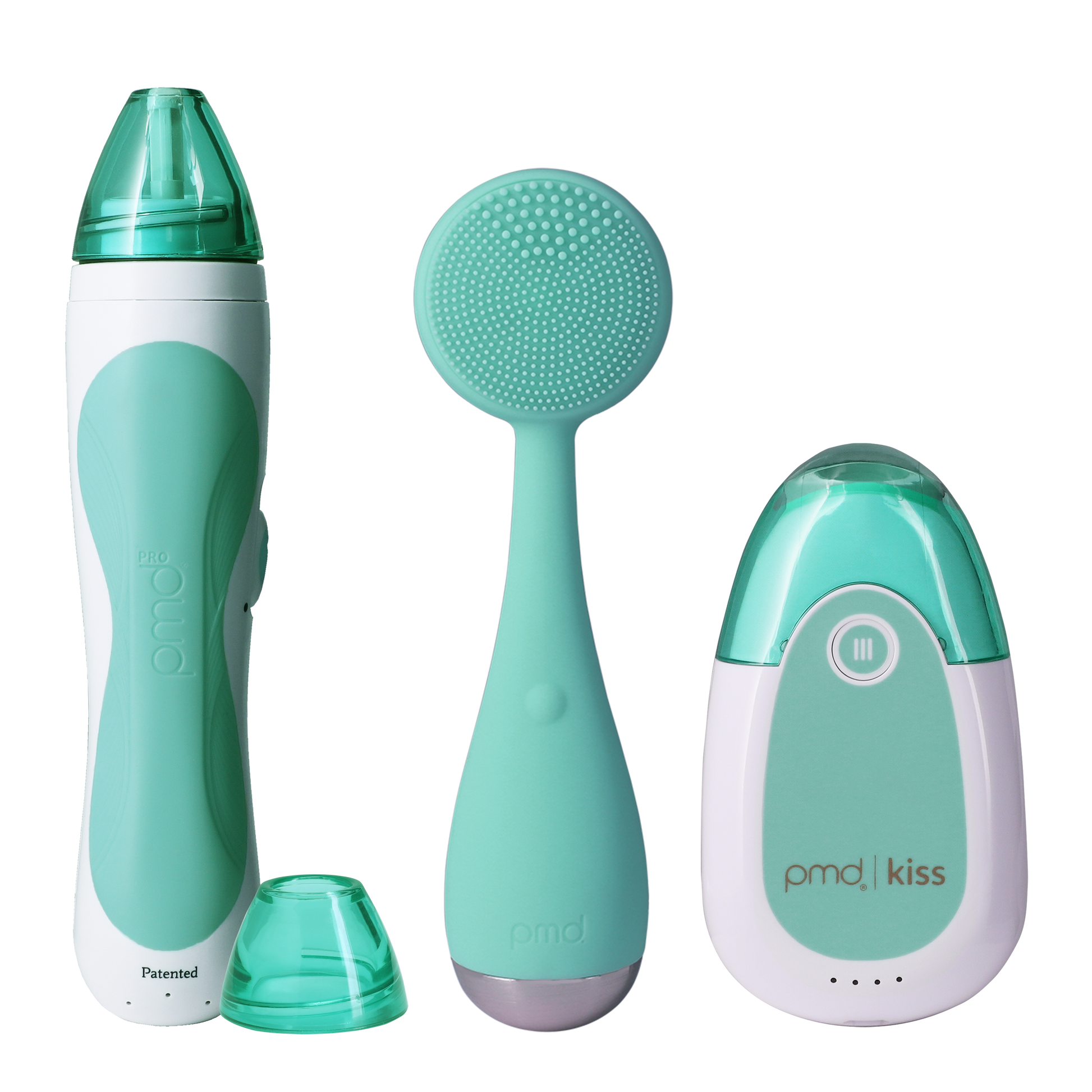 beauty_kit_teal_new?Personal Microderm Pro in Teal, PMD Kiss in Teal, and PMD Clean in Teal