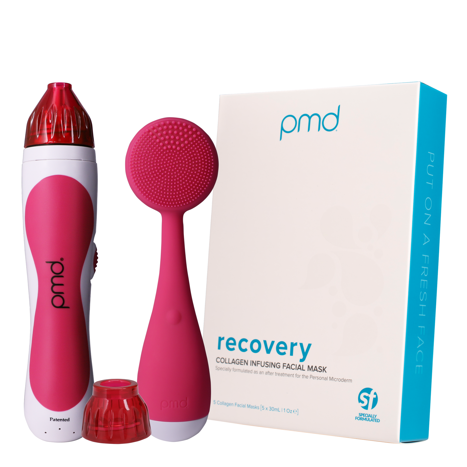 fresh_face_classic_bundle_pink?Personal Microderm Classic in Pink, PMD Clean in Pink, Box of Recovery Masks