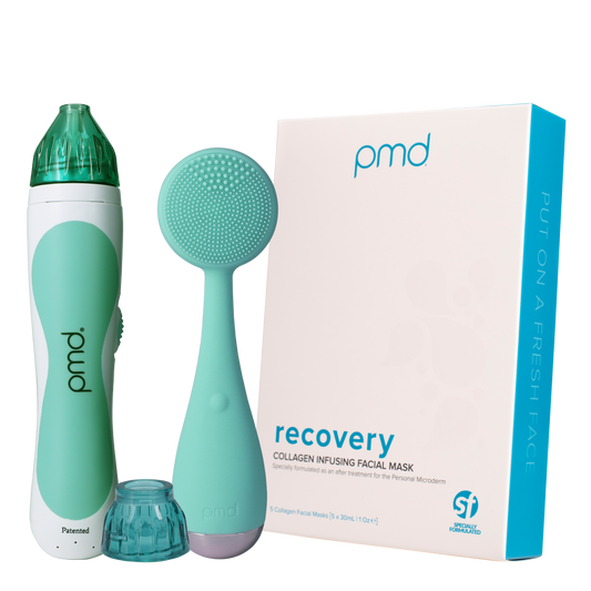 fresh_face_classic_bundle_teal?Personal Microderm Classic in Teal, PMD Clean in Teal, Box of Recovery Masks