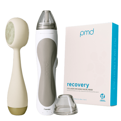 gemstone_pro_CreamJ?PMD Clean Pro Jade in Cream, Personal Microderm Pro in Taupe, and Box of Recovery Masks