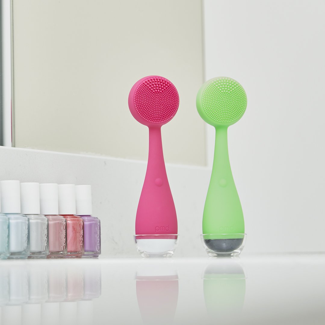4001-PINK?PMD Clean in Pink & PMD Clean in Lime on counter with nail polish